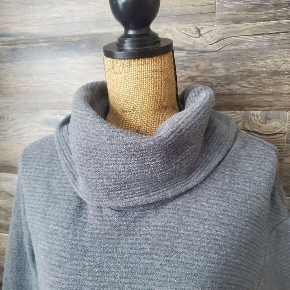 Merona Gray Textured Funnel Turtle Neck Sweatshirt, Women's Size Medium, Warm - Picture 4 of 9